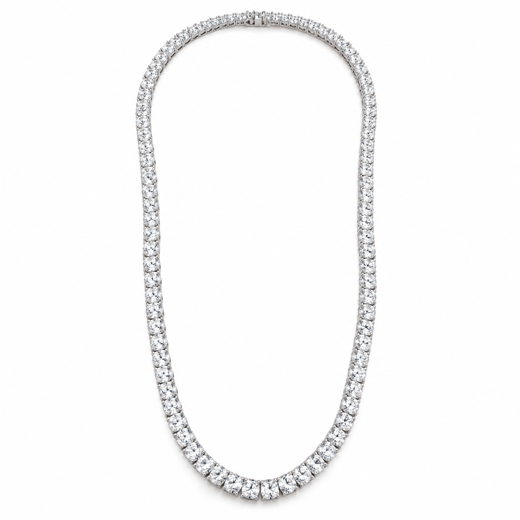 Tennis silver necklace with zircon stones