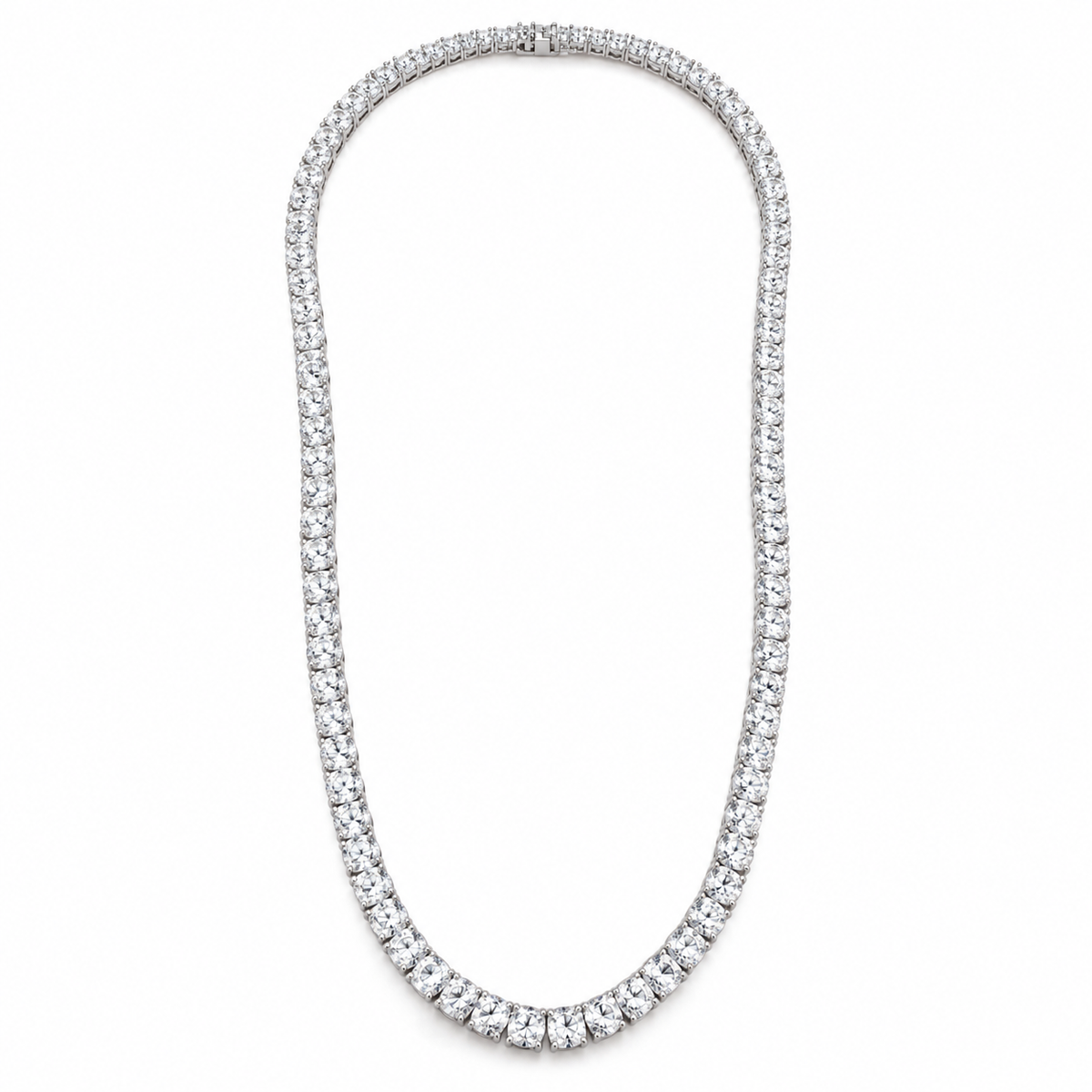 Tennis silver necklace with zircon stones