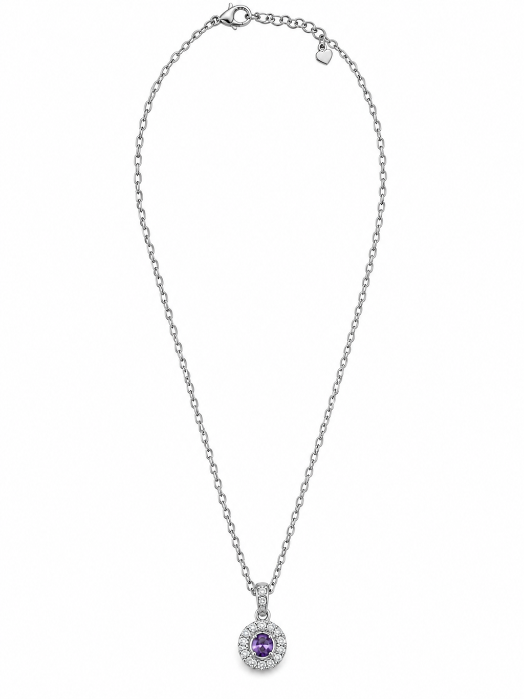 Purple round stone silver necklace-NK10