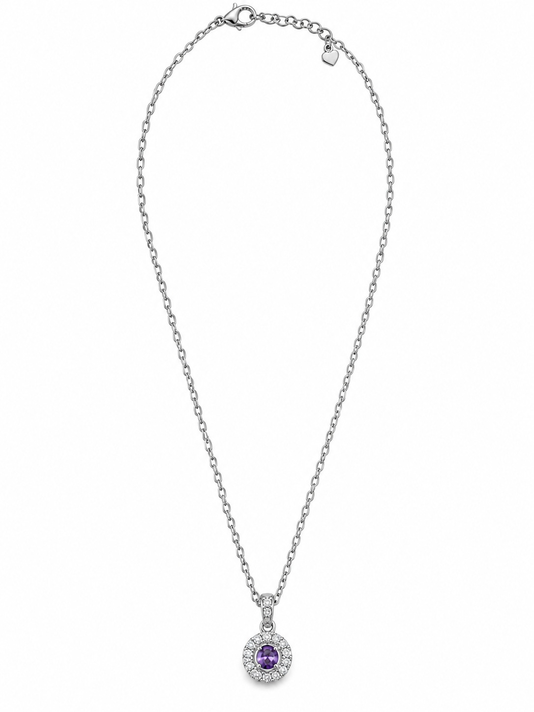 Purple round stone silver necklace-NK10