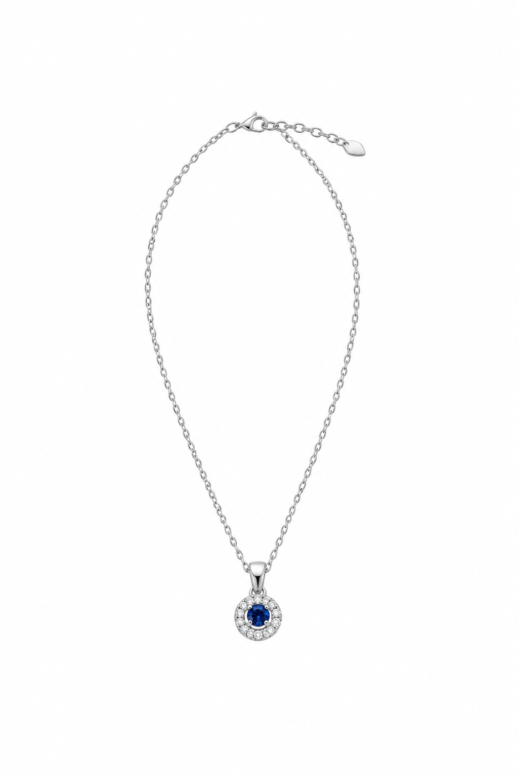 Round blue stones silver necklace-NK11