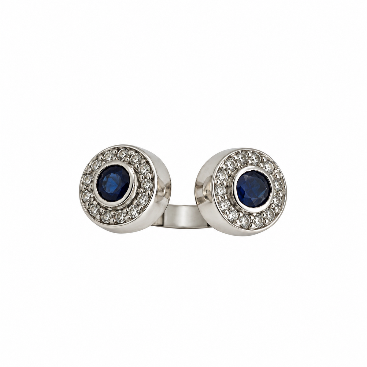 Silver round  blue stones with zircon stones free size