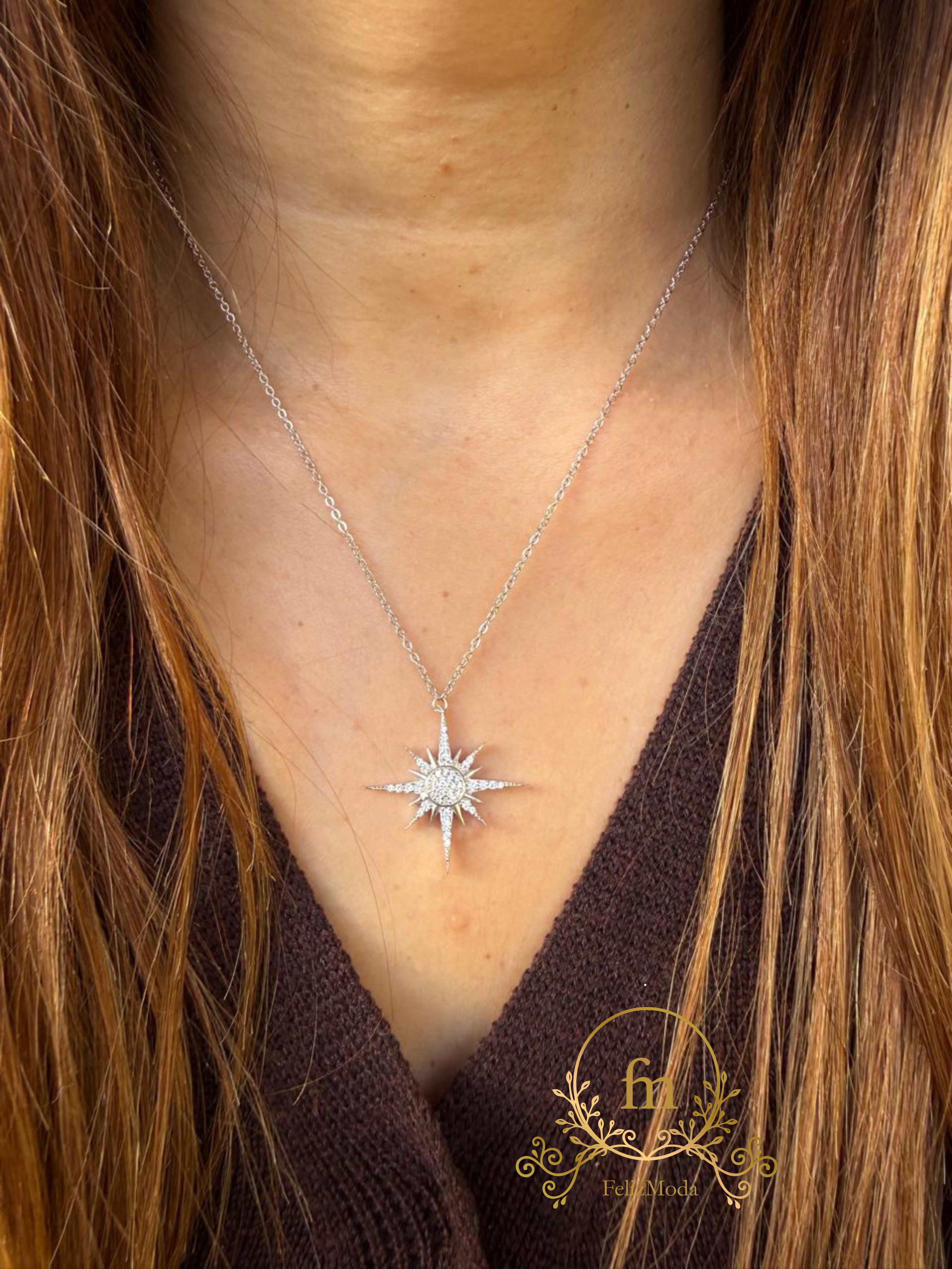 Large sun shine necklace zircon stones