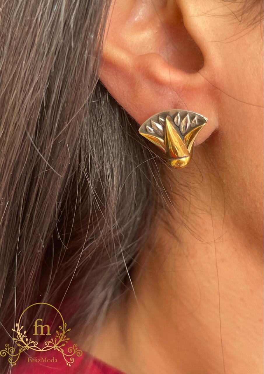 Lotus silver earrings gold plated