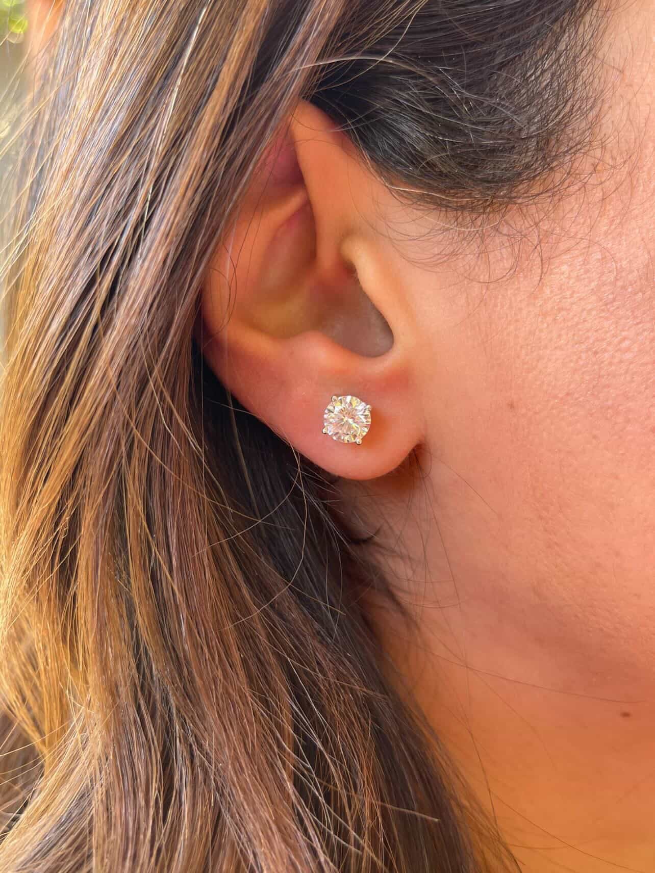 Zircon stone silver earrings