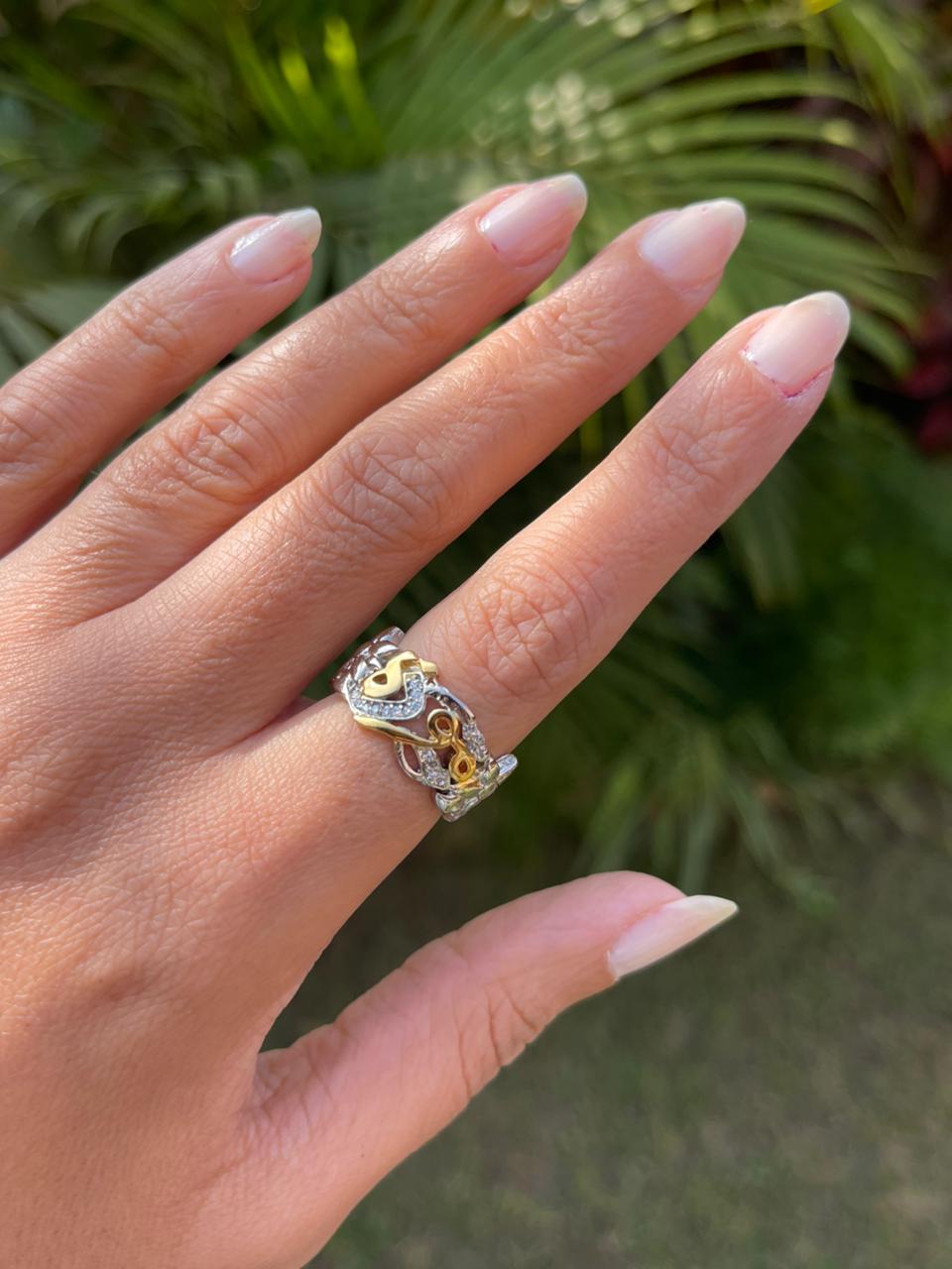 Silver ring gold plated موده