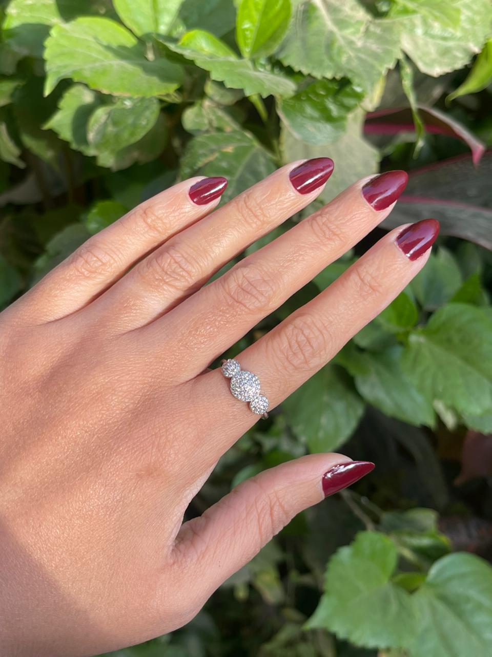 Three round pendants silver ring