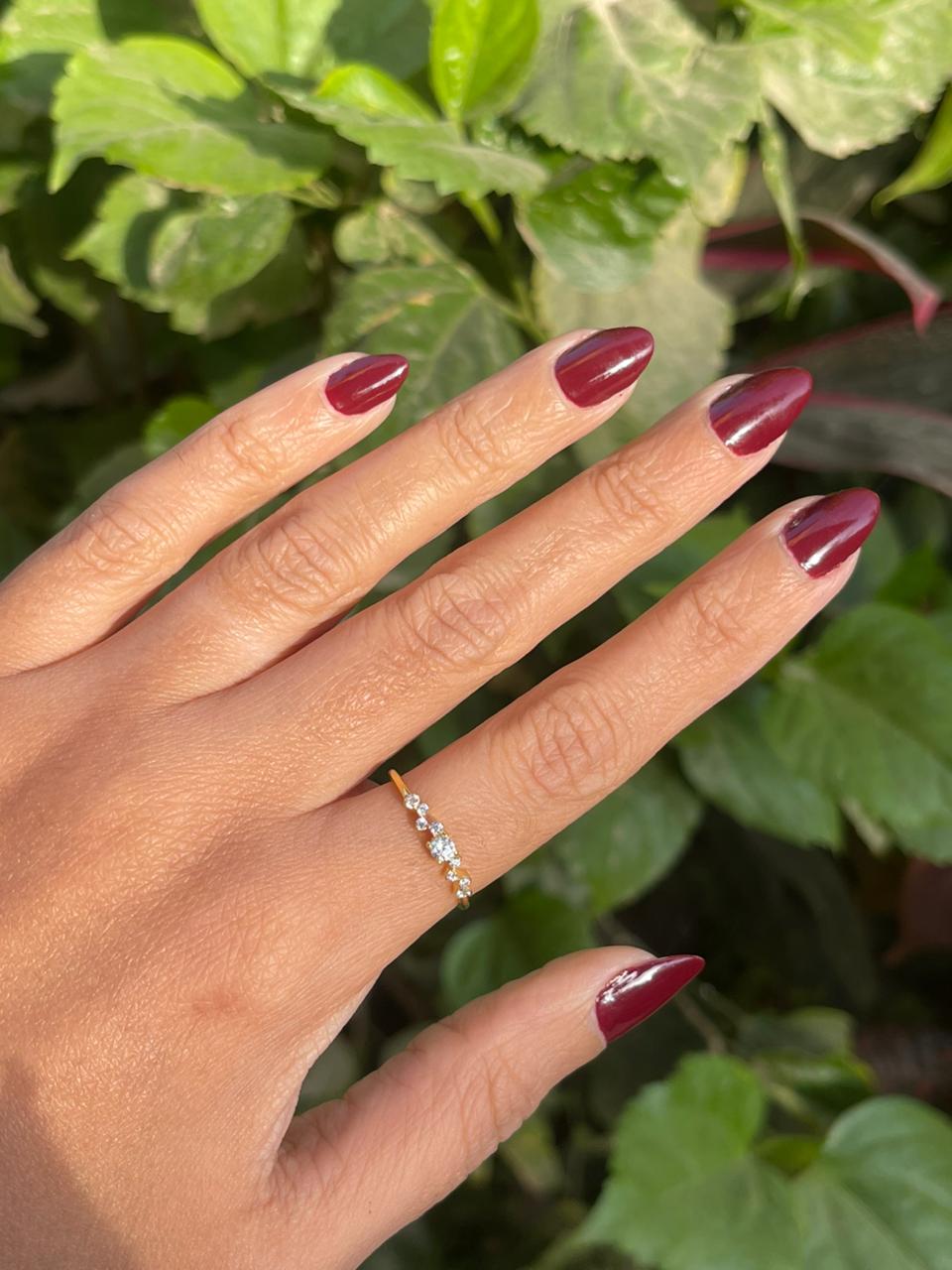 Multiple zircon stones silver ring gold plated free size