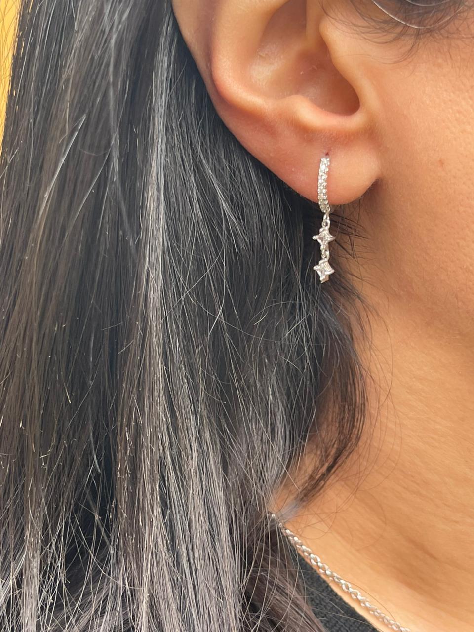 Two dangling stones silver earrings