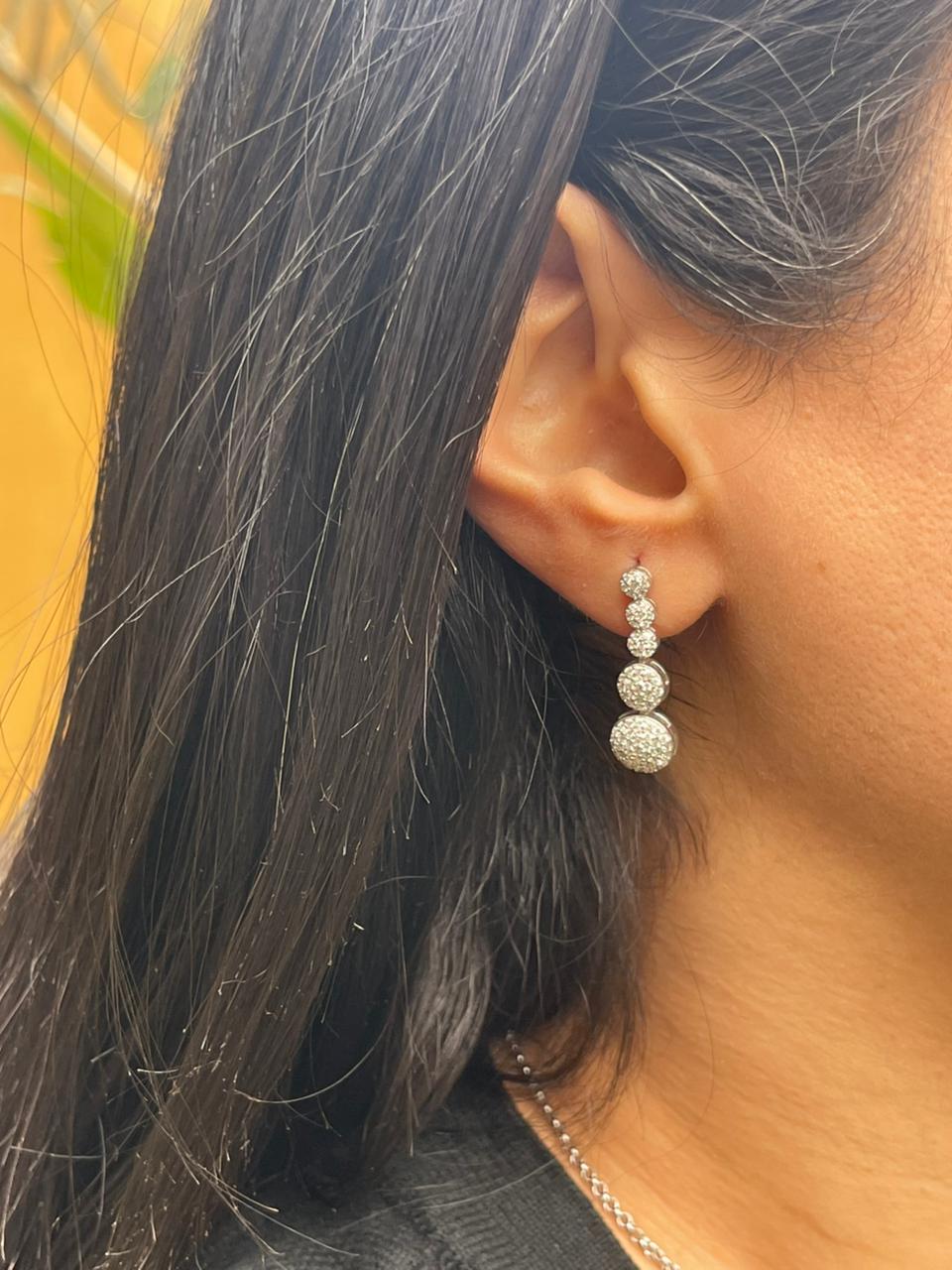 Shinny round zircon stones silver earrings