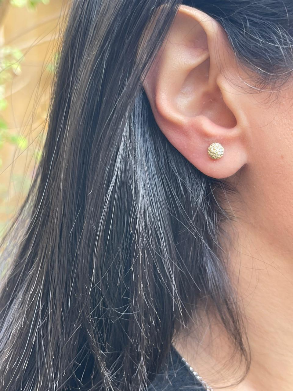 Round zircon stones silver earrings gold plated