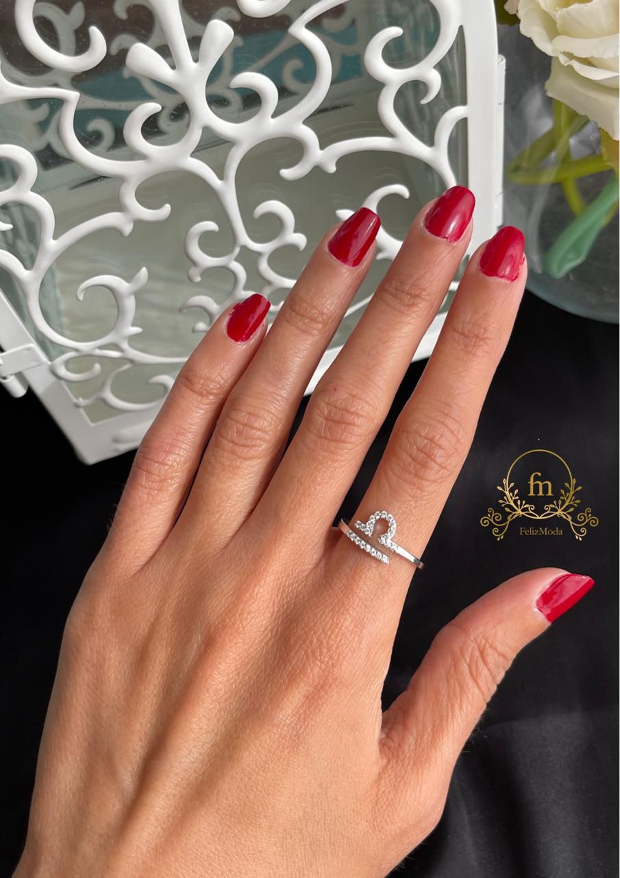 Libra silver ring free size