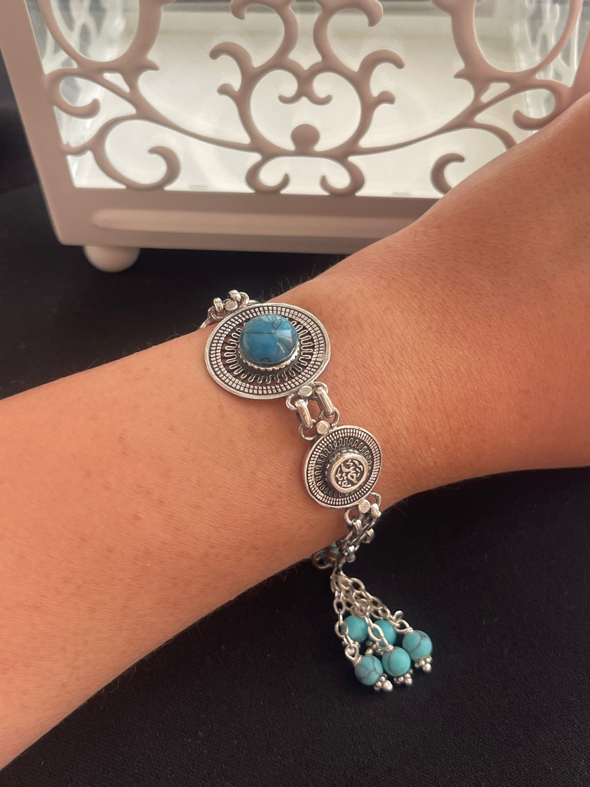 Fayrouz stones silver Arabian design bracelet خير