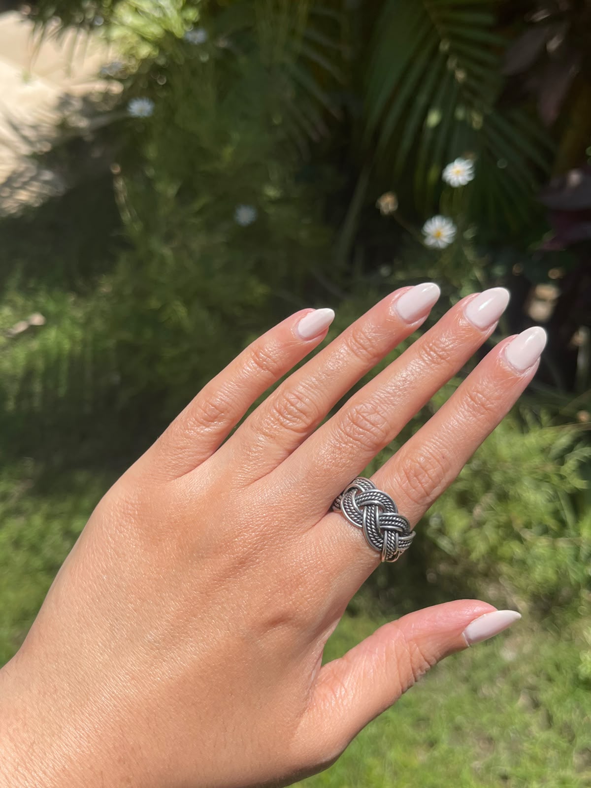Braided silver ring gold plated