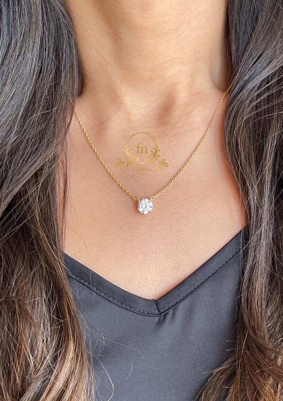 Stone silver and gold plated necklace