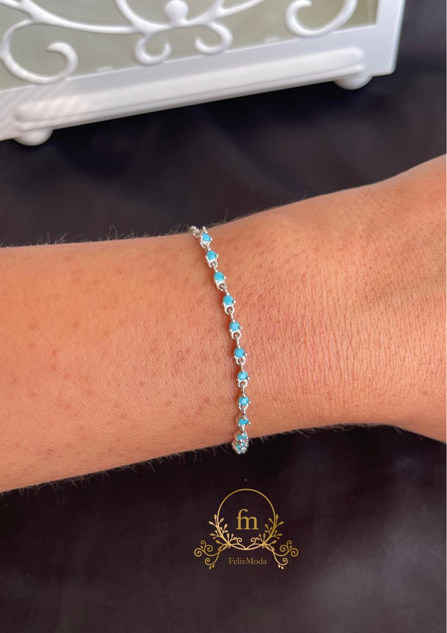 Turquoise stones silver bracelet
