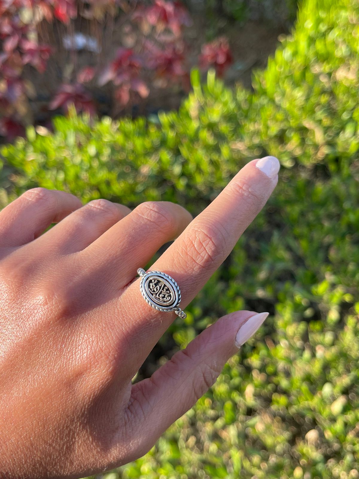 سعادة Silver ring gold plated medium size