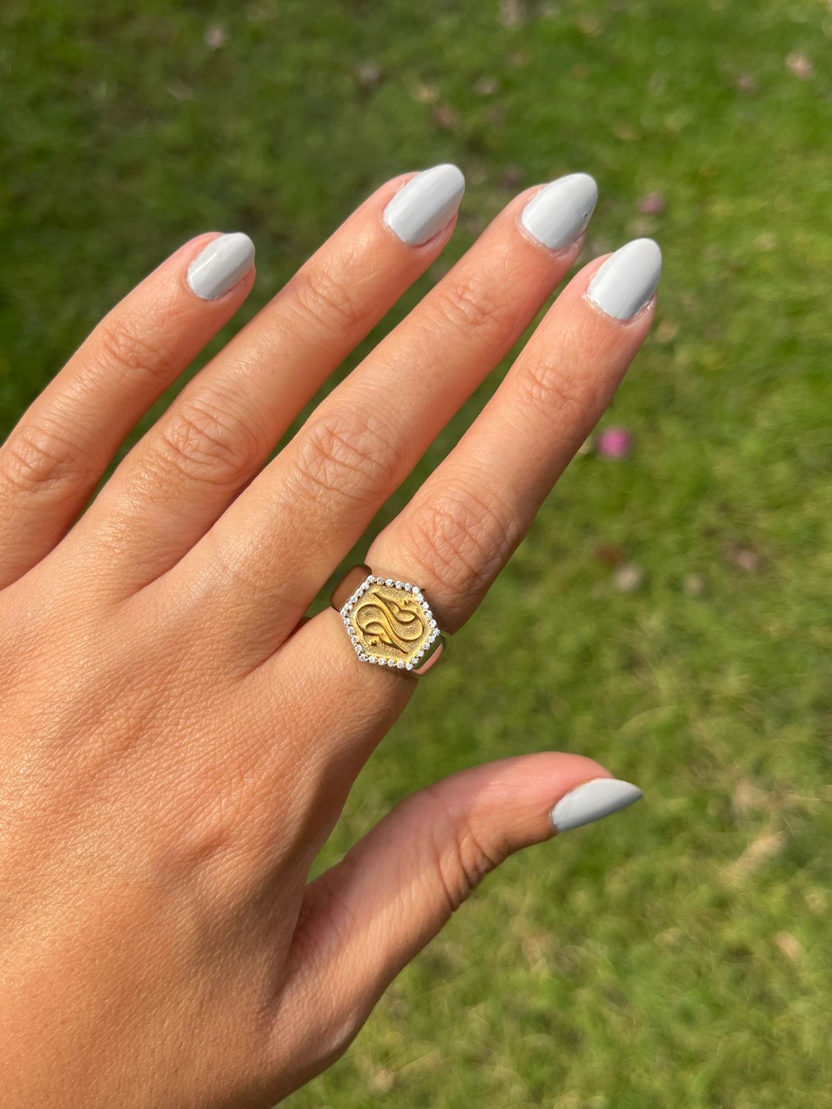 حب Silver ring  gold plated