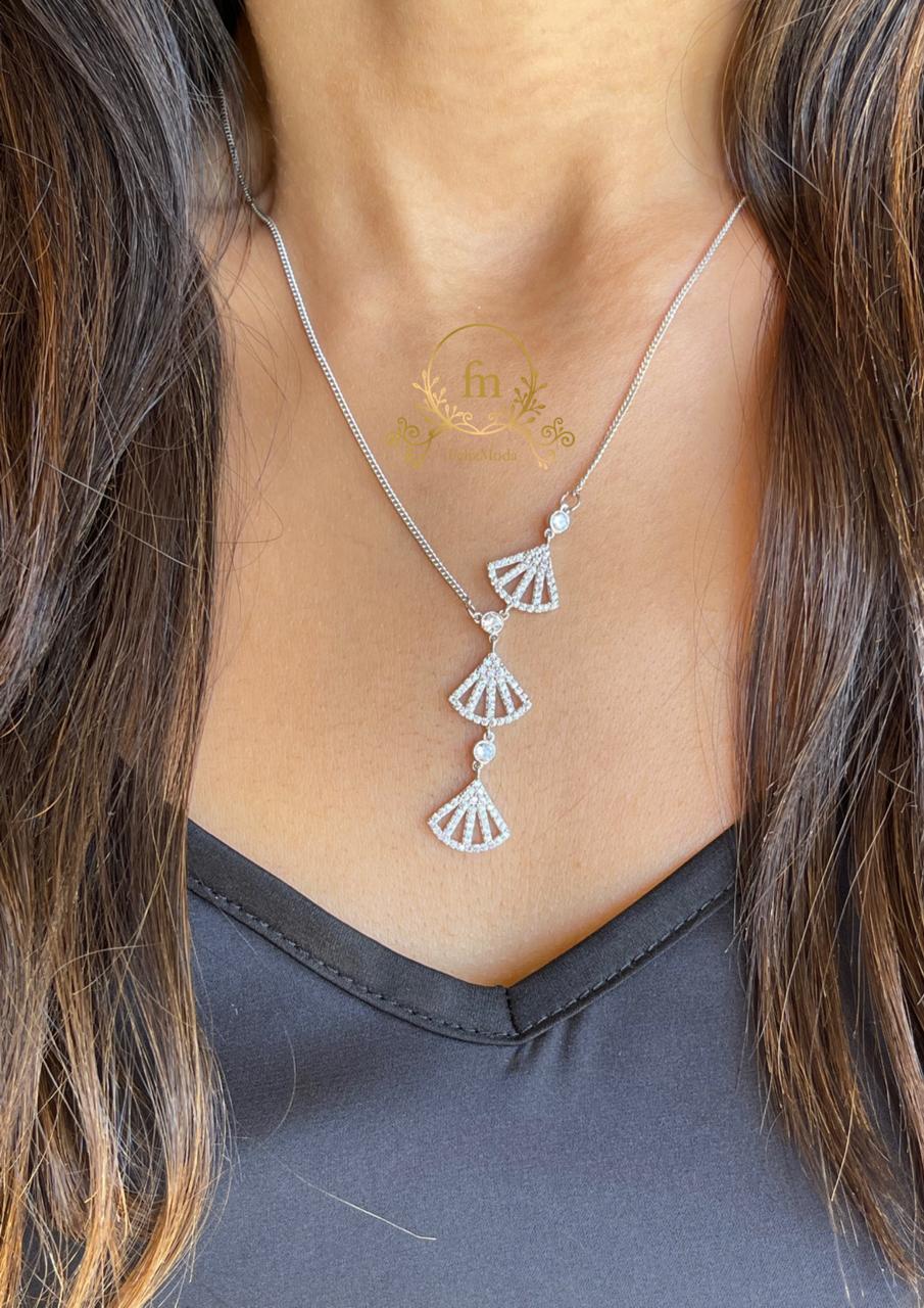 Sterling silver necklace with 3 pendants - MODA01