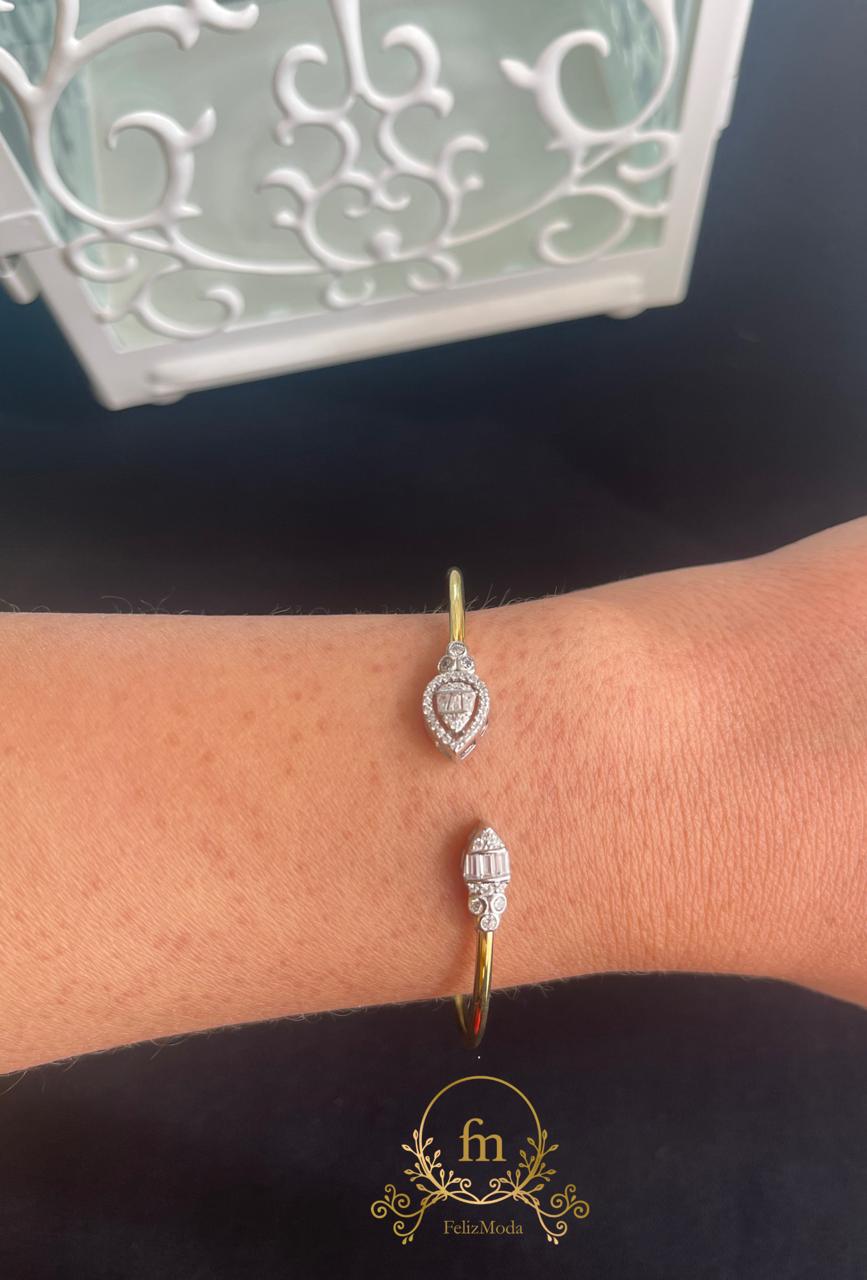 Two different shapes oval silver bangle gold plated