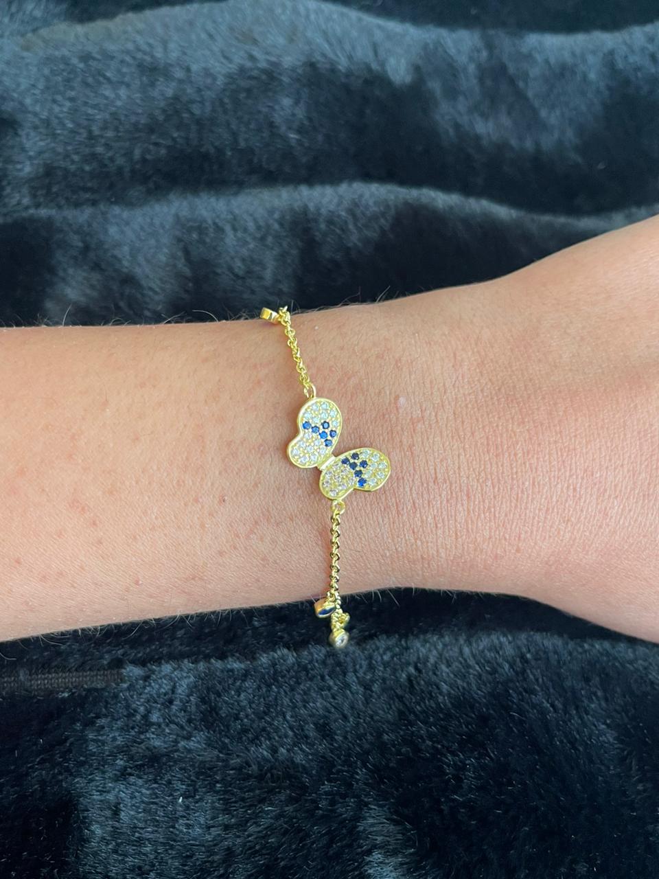 Colorful butterfly silver bracelet gold plated