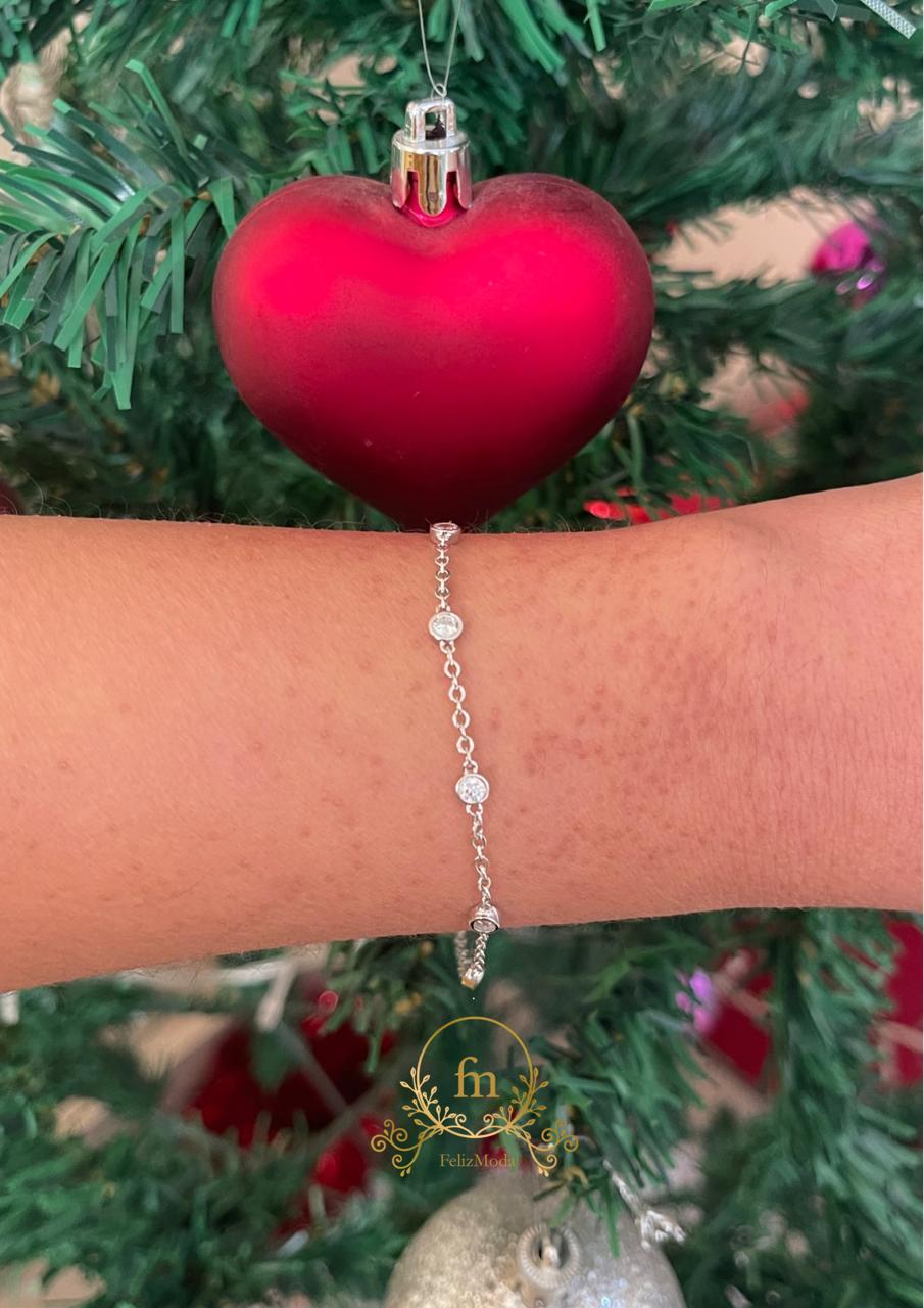 silver bracelet with multiple stones