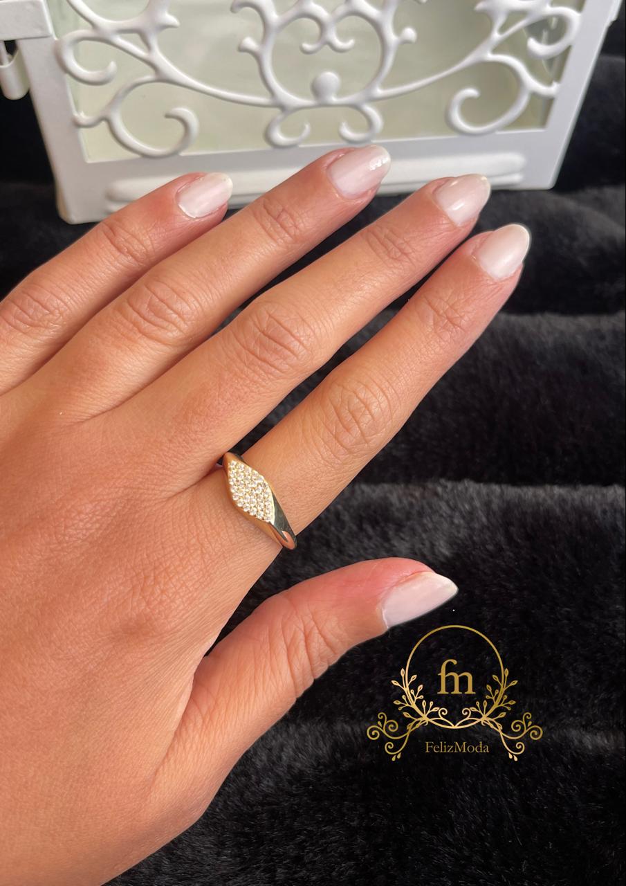 Oval zircon stones silver ring gold plated