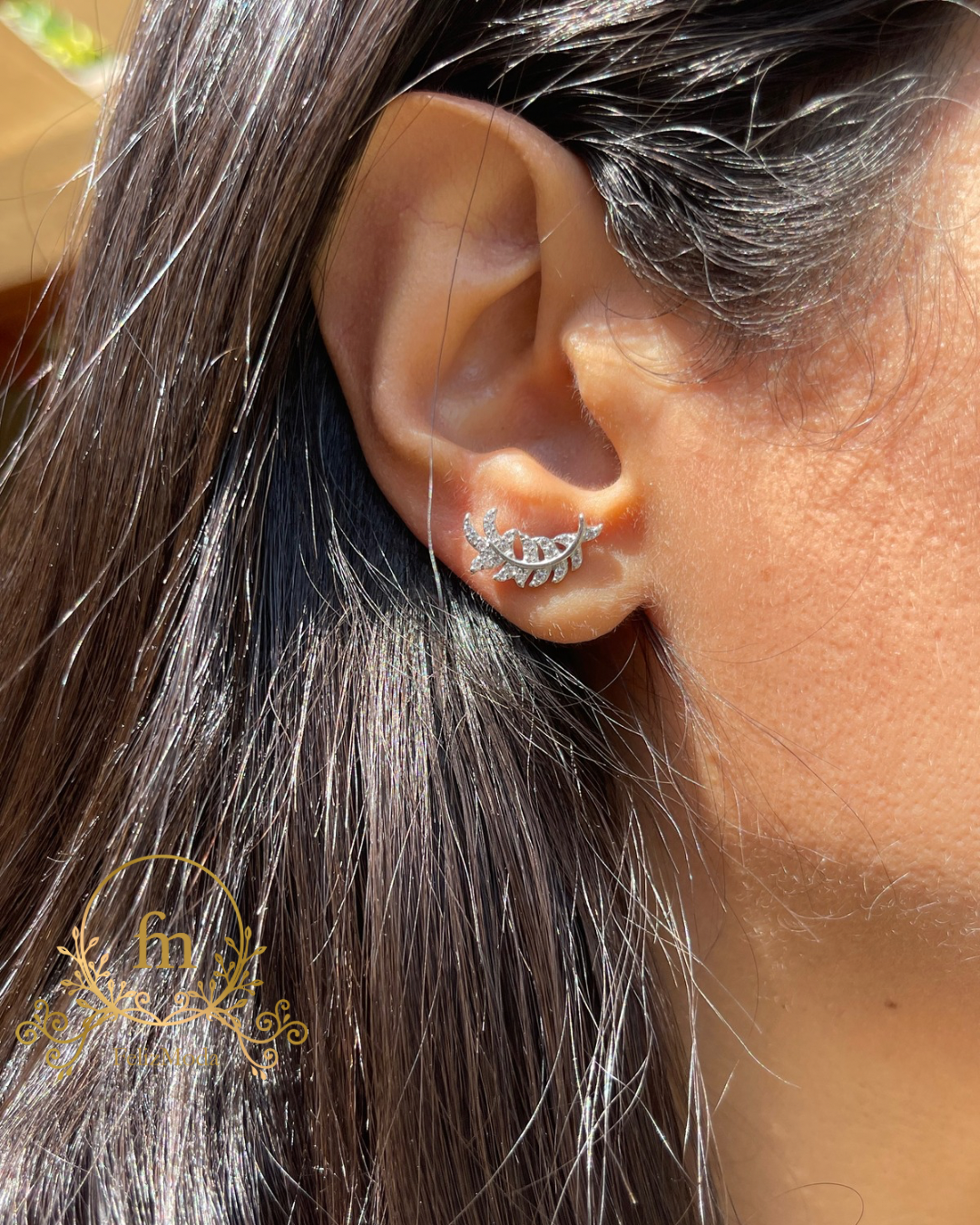 Tree leaf silver earrings