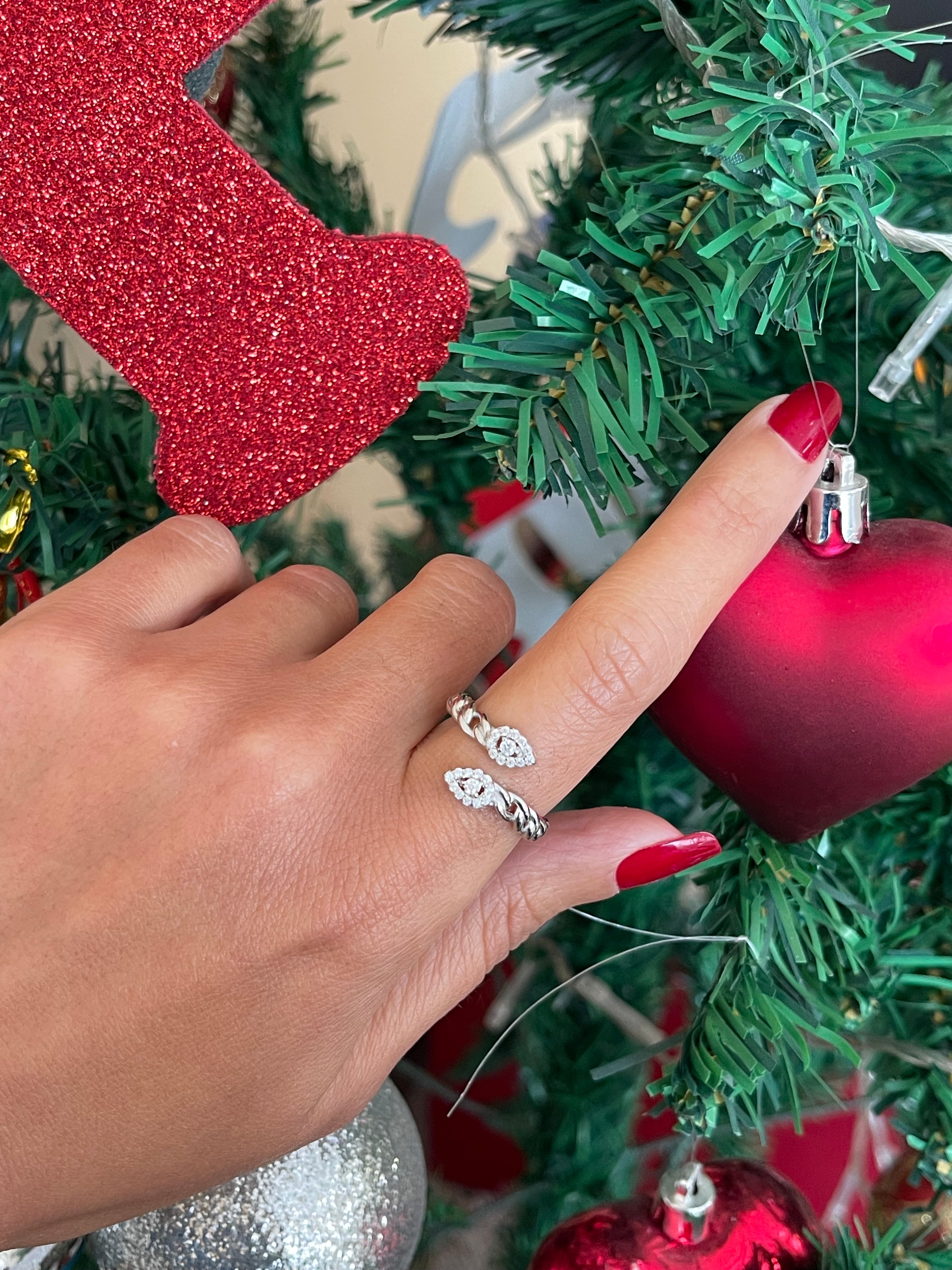 Two oval stones silver ring free size