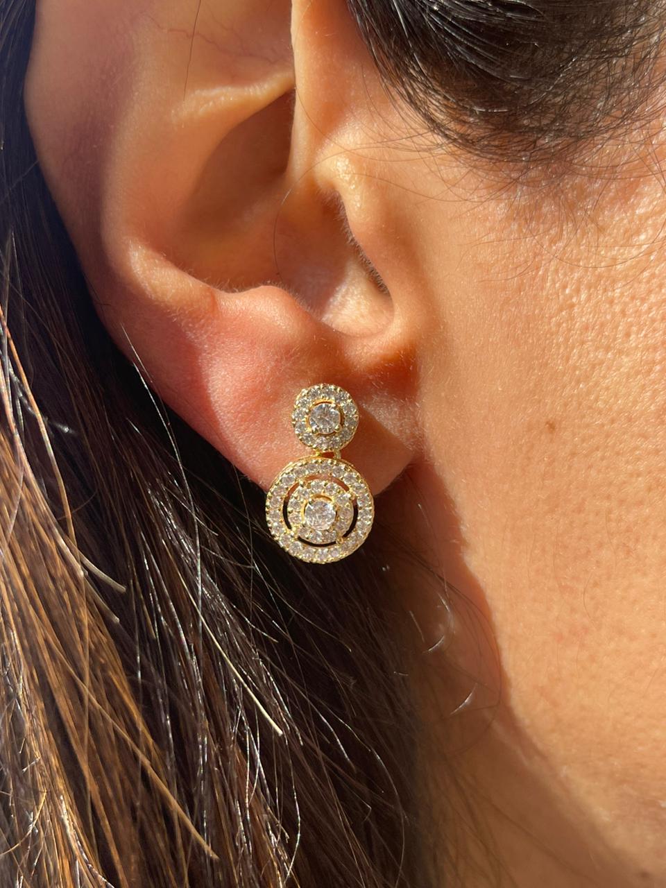 Two circles silver earrings gold plated