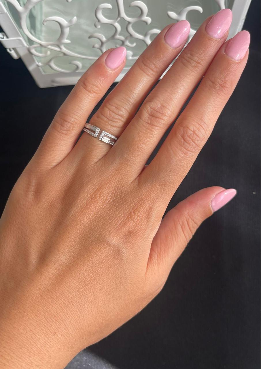 Open two sides silver ring