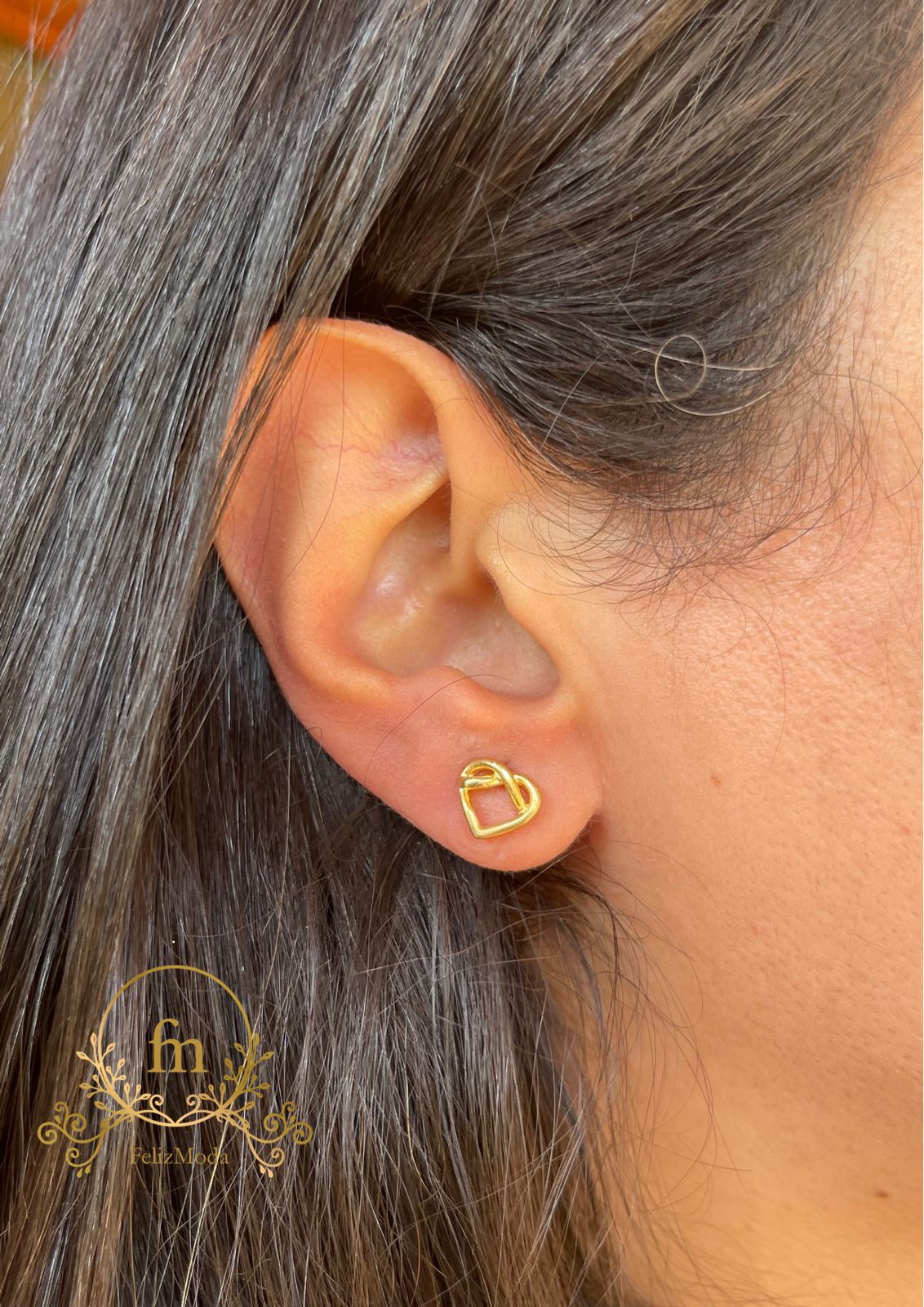 Heart silver earrings gold plated