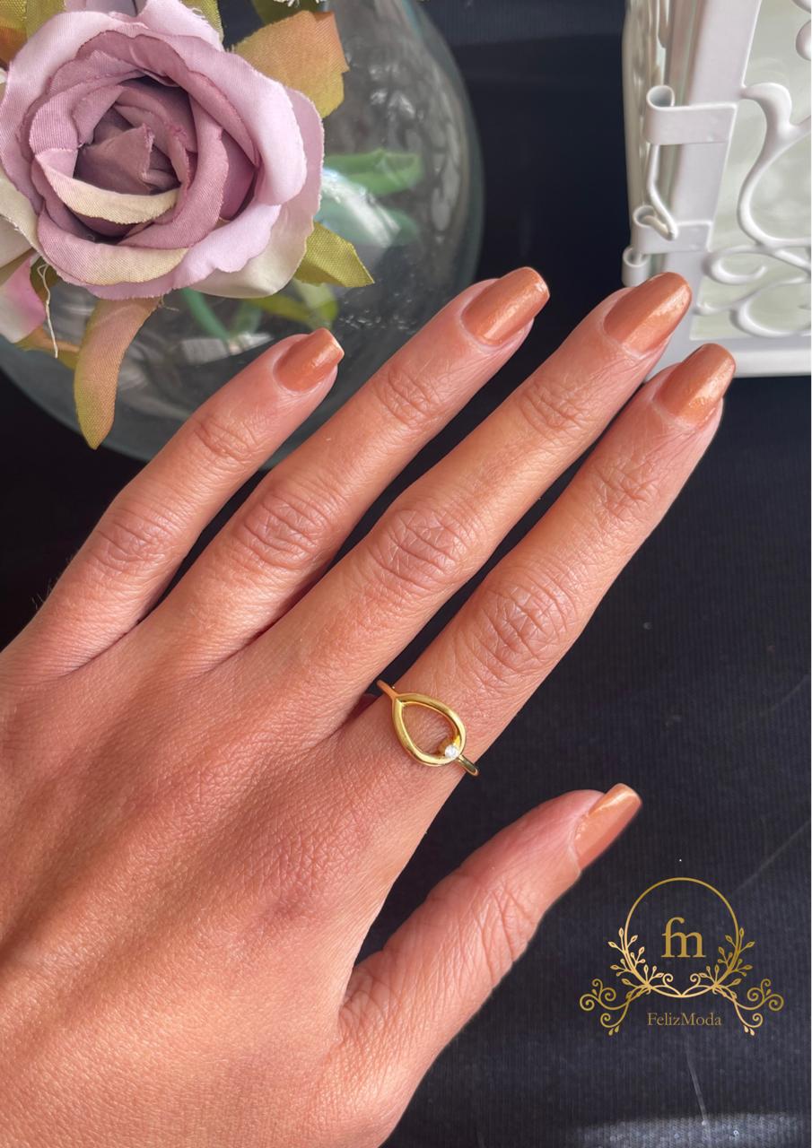 Oval silver ring with side stone free size adjustable gold plated