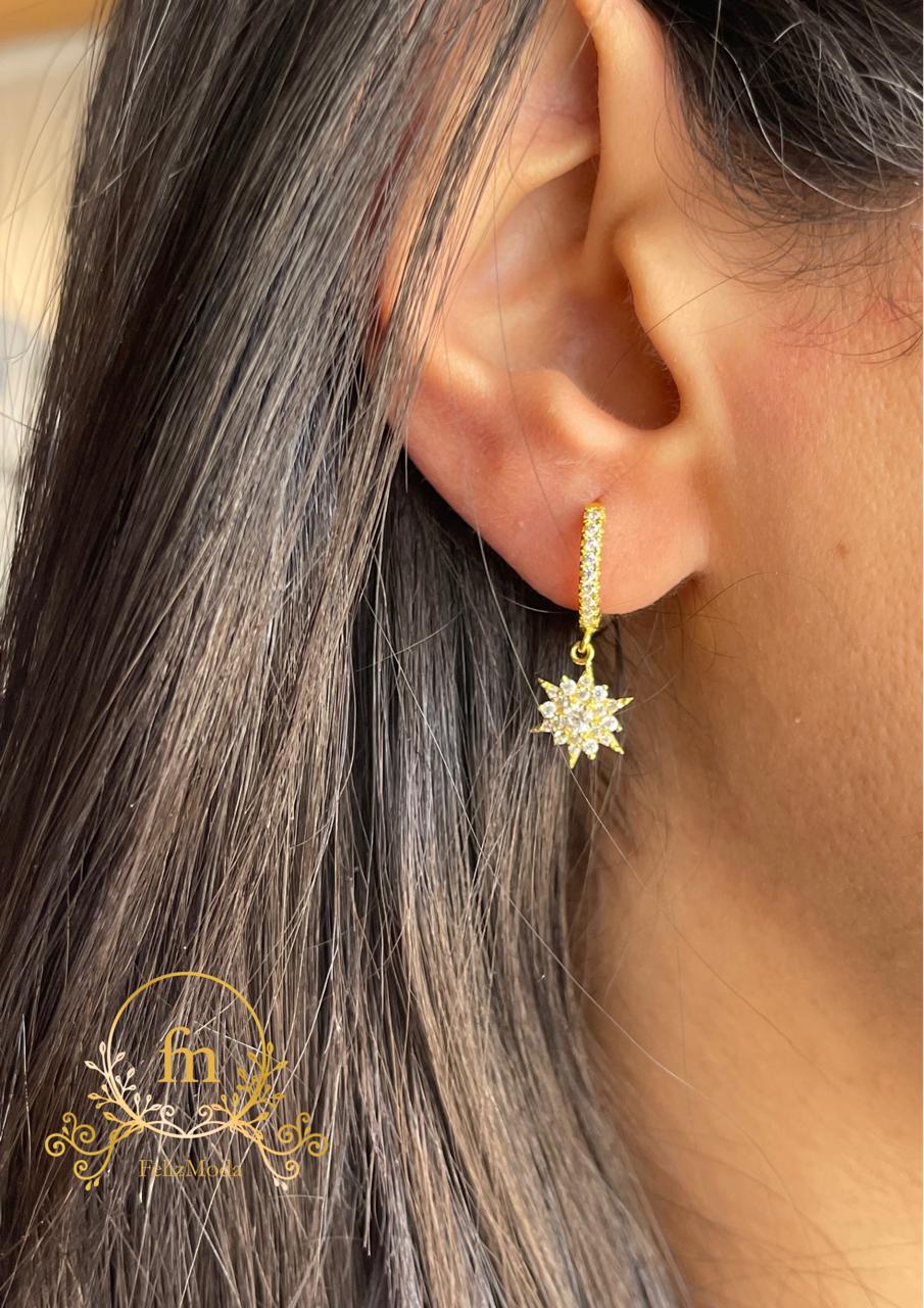 Flower silver earrings gold plated