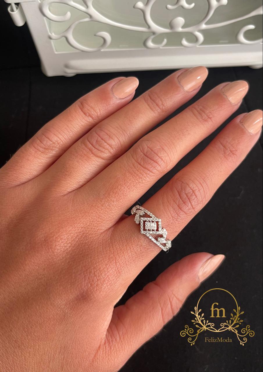 Square tree leaf silver ring free size