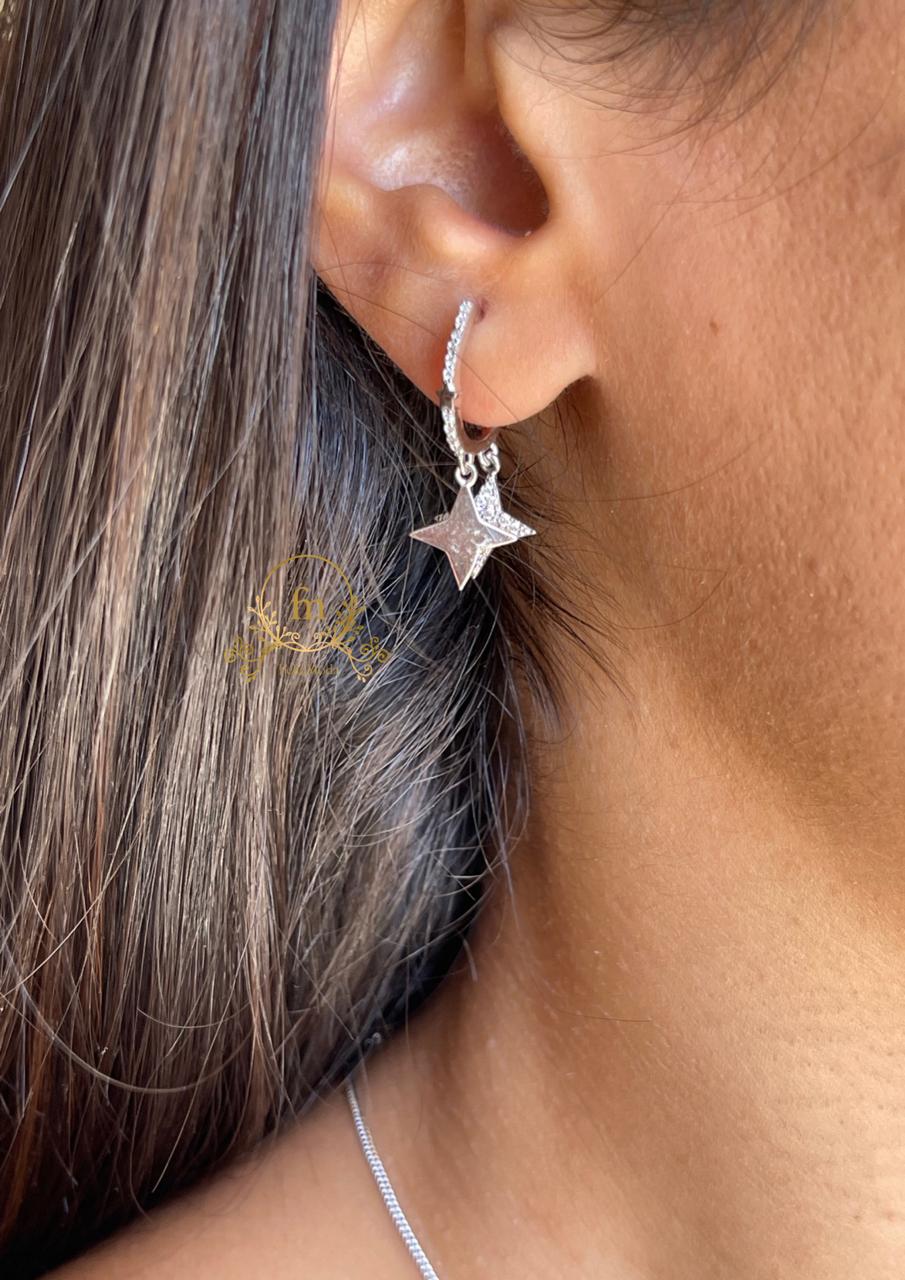 Two stars silver earrings  - moda010