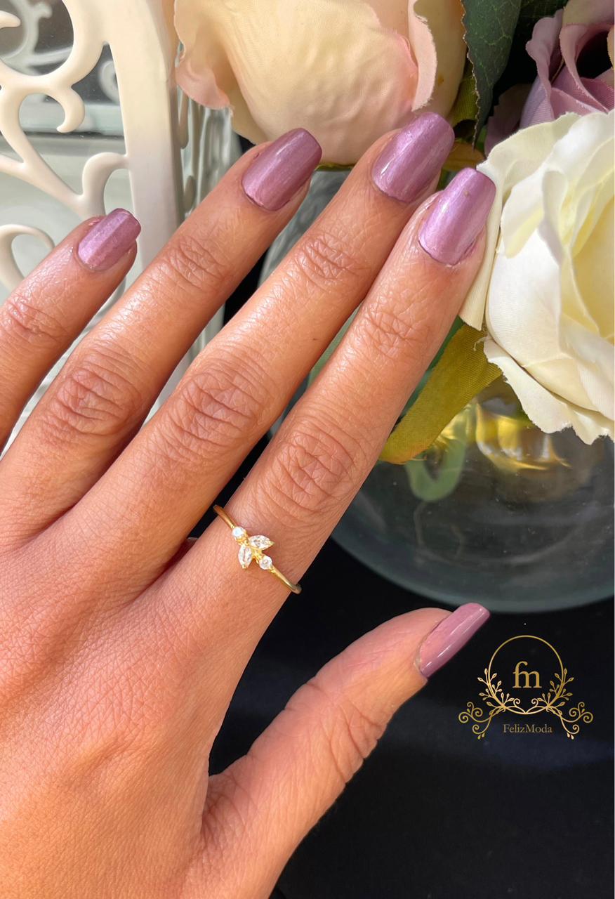 Flower silver ring gold plated