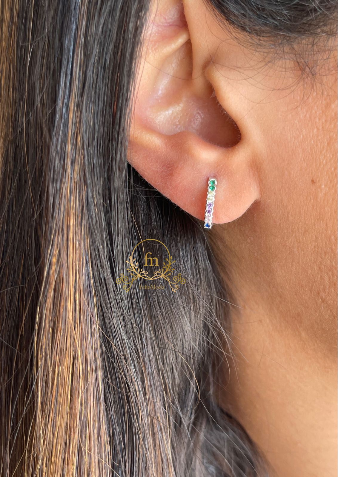 Silver earrings with colorful stones