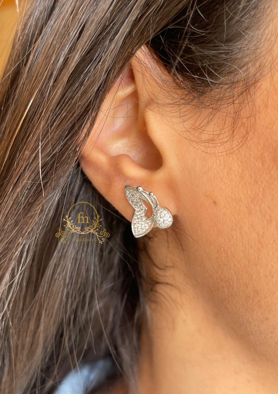 Butterfly wing silver earrings