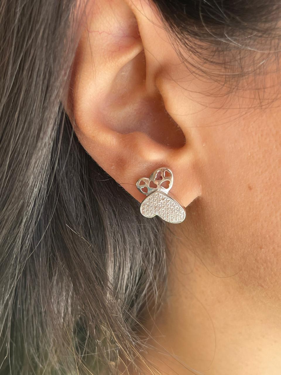 Butterfly hearts silver earrings