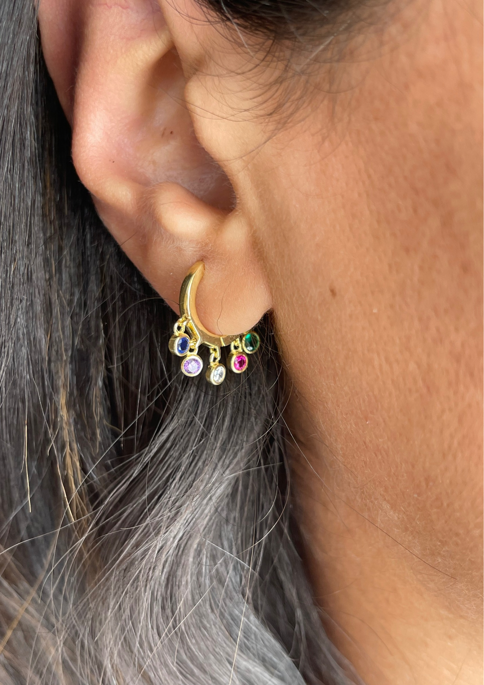 Colorful stones silver earrings gold plated