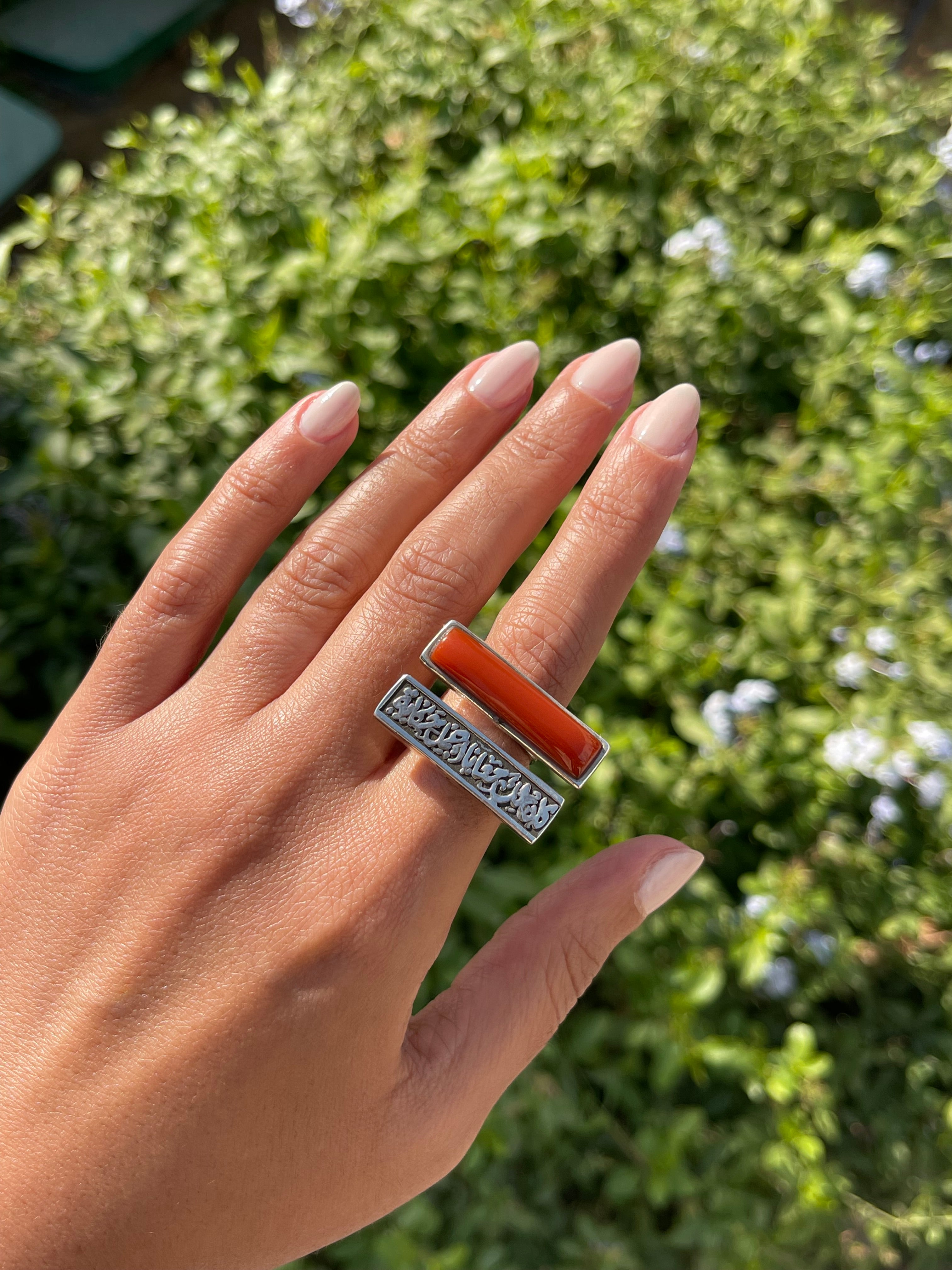 كان لك معايا اجمل حكاية Silver ring with agate stone free size