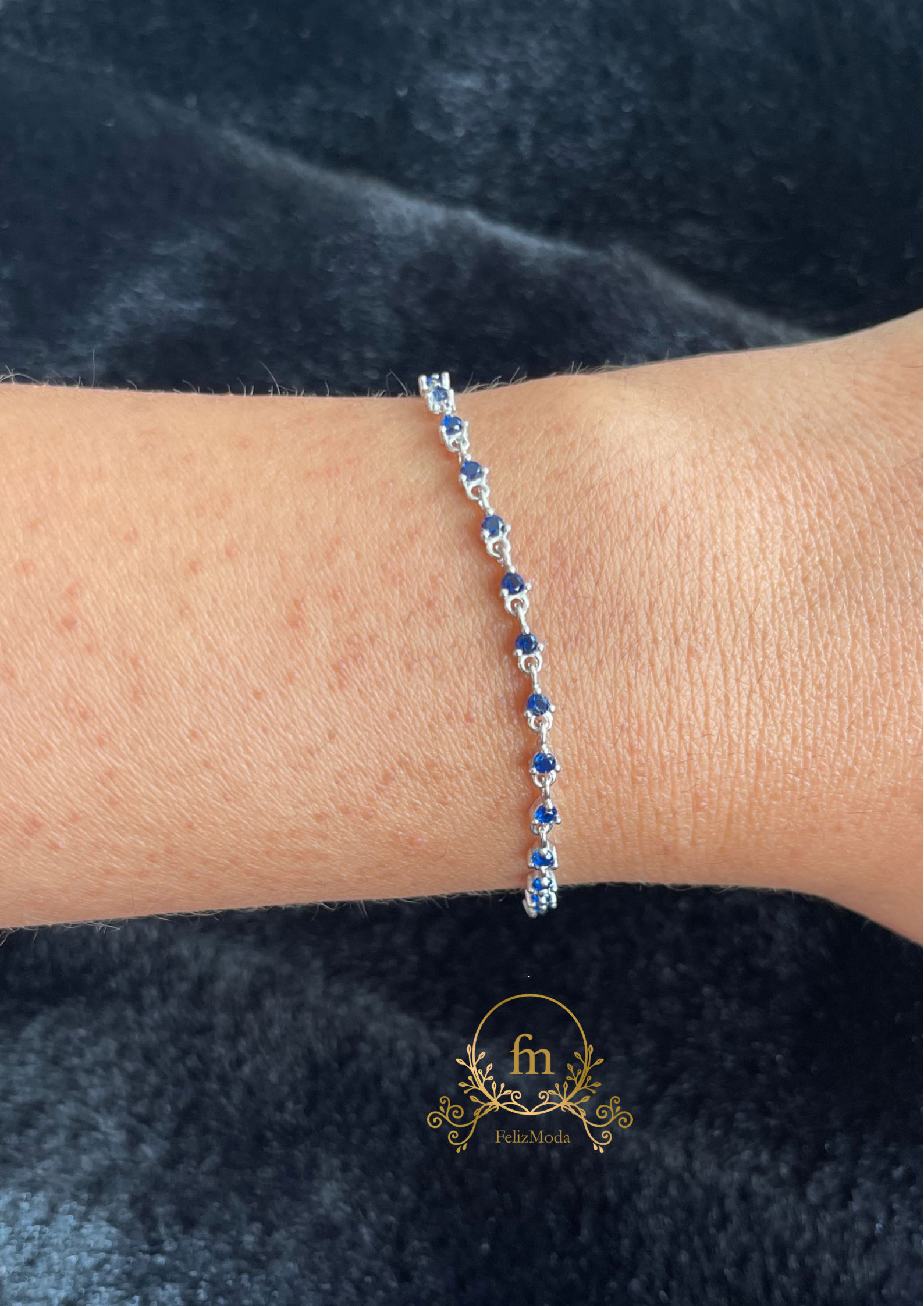 Blue stones silver bracelet