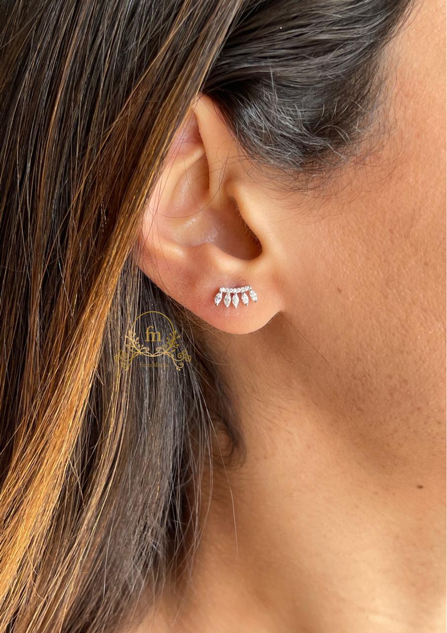 Five zircon stones silver earrings