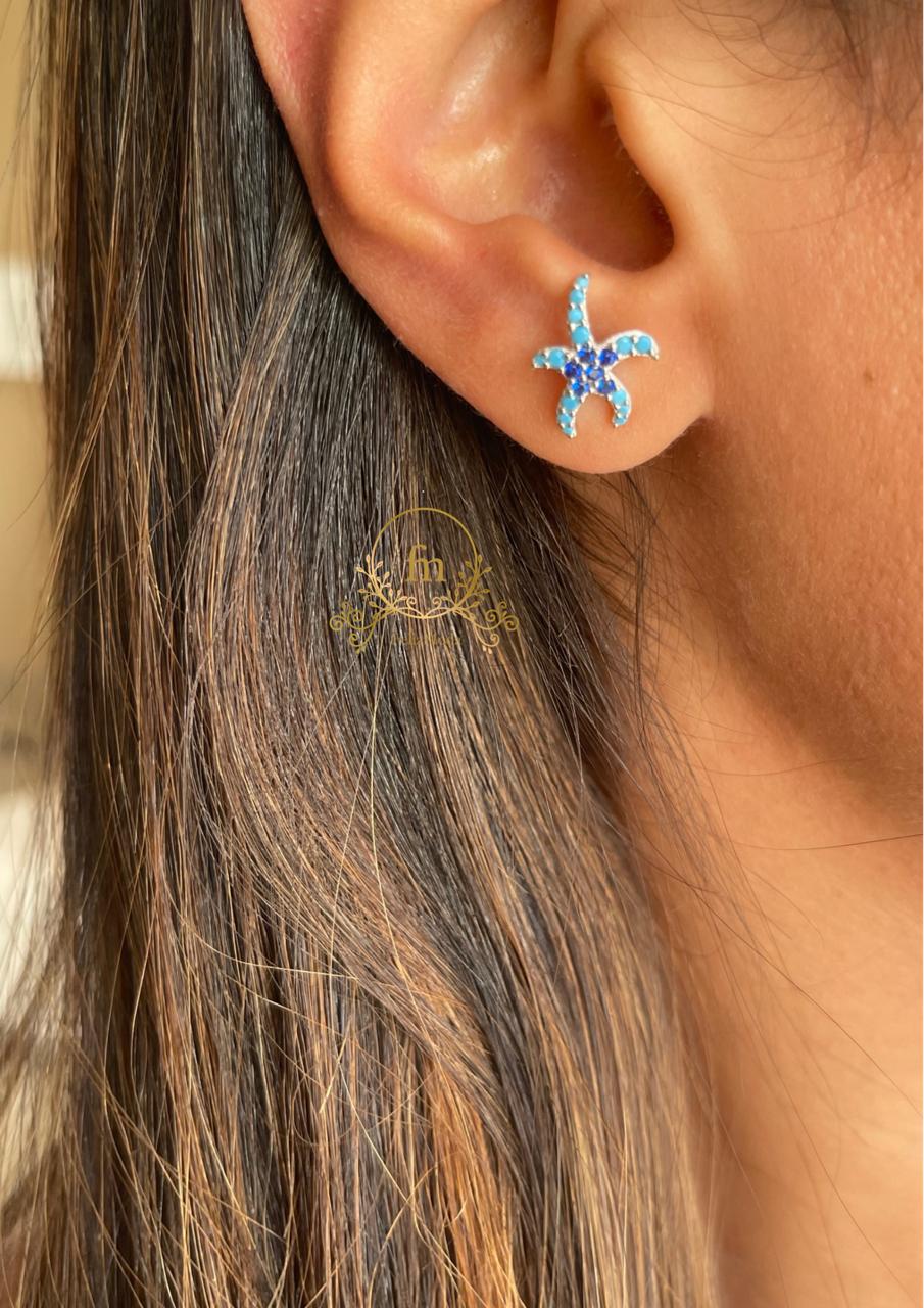 Star fish silver earrings