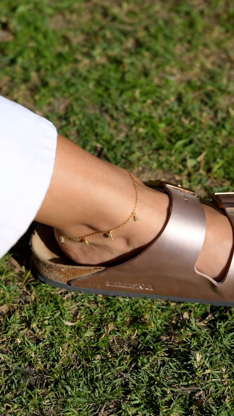 Silver anklet stars with turquoise stones gold plated