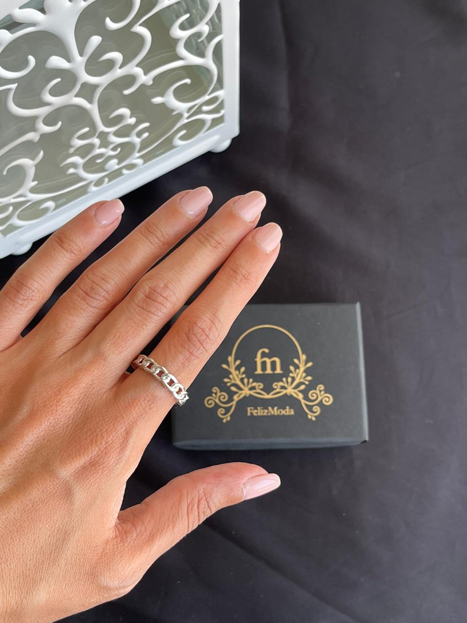 Braided silver ring free size