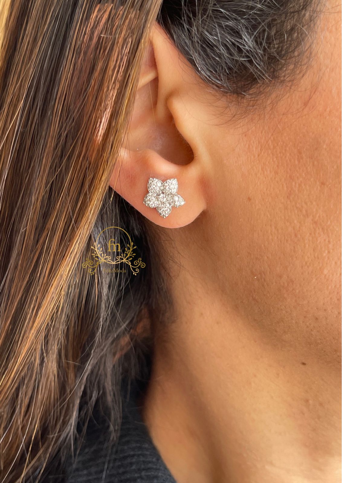 Flower silver earrings