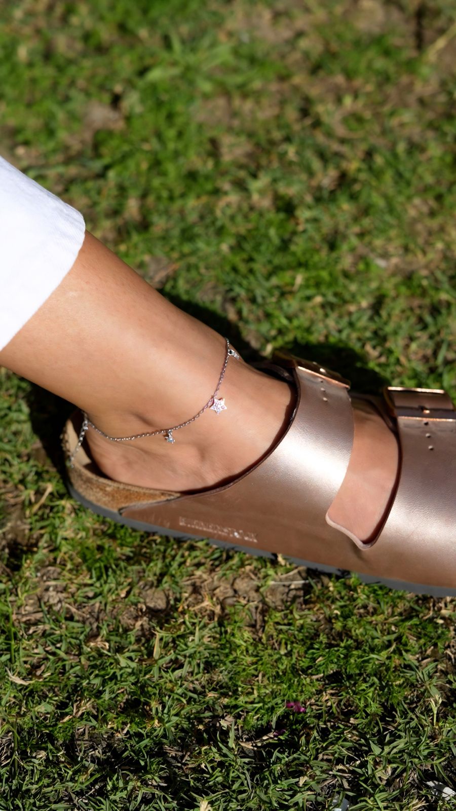 Multiple stars silver anklet