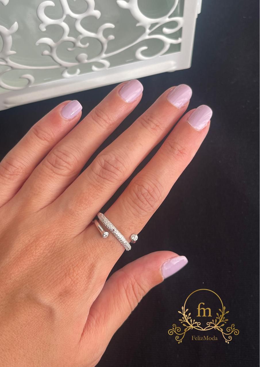 Pin silver ring with two sides stones free size